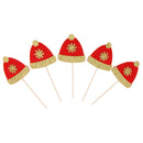 5 Pieces Glitter Santa Hat Cupcake Topper Christmas Holidays Kids Party Cake Dessert Picker
