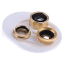 4 in 1 Phone Lens Kit 198Â°Fisheye+0.63x Wide Angle+Macro Lens+Polarizer Lens Gold