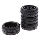 Pack of 4 Rubber Tyre Tyres Tires Wheel Rim Hex 12mm Fits for 1/10 RC Remote Controlled Racing Car 705-6081