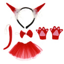 5pcs/Set Calf Horn Headband Bow Tie Gloves Tutu Dress Cosplay Fancy Dress Costume