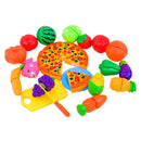 24pcs Plastic Fruits Vegetables Pizza Slices Set Kids Kitchen Role Play Fun Food Cutting & Slicing Toy