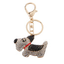 Fashion Rhinestone Crystal Black Dog Charm Purse Bag Key Ring Keychain Keyfob