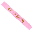 Baby Shower Party Charms It's a Girl Written Sash Women Clothing Accessory Pink