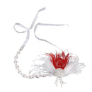 Bride Artificial Peacock Feather Headband Diamante Headwear Accessories-Red
