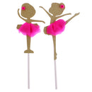 2Pieces Ballerinat Birthday Girl STAND UPS STANDUP Edible Cup Cake Toppers