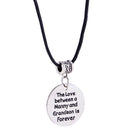 Nanny & Grandson Forever Love Round Pendant Leather Chain Necklace Gift