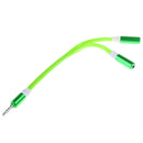 3.5mm AUX Audio Stereo Splitter Cable Headphone Adapter Flat Cable 1 Male to 2 Female Green