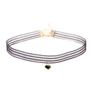 Black Lace Collar Choker Gothic Mesh Necklace with Gem Heart Pendant Elegant Lady Ornaments