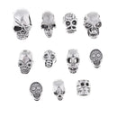 11 Piece Antique Silver Alloy Halloween Skull Charms Large Hole Loose Bead for DIY Necklace Bracelet Jewelry Making Beading Craft