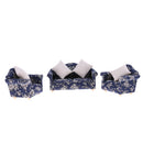 1/12 Wood Sofa Couch Cushions Set Dollhouse Living Room Furniture Accessories Decoration Dark Blue