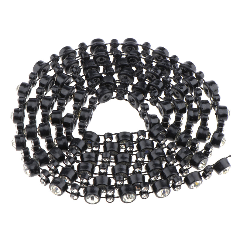 1 Yard 7mm Bling Beaded Rhinestone Chain Ribbon Trim Sewing Decoration Embellishments