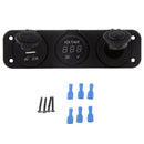 Marine 12V Cigarette Lighter Socket & Voltmeter & USB Charger 5V 1A 2.1A for Motorbike Boat Caravans Splashproof