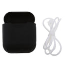 Black Silicone Case Cover Holder Pouch Holder Sleeve + White Anti-lost Ear Loop Strap Wrap For Earpods AirPods Earphones Charging Box