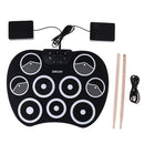 Electronic Foldable 9 Pad Drum Sticks Foot Pedal Musical Instrument Kit Kids