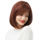 Women's Fashion Shoulder Length Bob Straight Human Hair Full Wigs Auburn Red