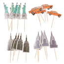 Pieces of 24 Empire State Taxi Statue Liberty Cake Cupcake Picks for Wedding Birthday Baby Shower