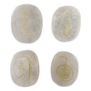 4pcs Natural Crystal Stone Set Polished Engraved Crystal Reiki Symbol Set