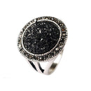 Male Jewelry Vintage Round Ring Black Crystal Fashion Alloy Mens Ring 19mm