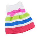 Beautifully Doll Accessory O-Neck Sleeveless Striped Dress With Pink Bow Belt For 18 Inch American Girl Dolls