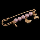 Fashion Gold Plated Crystal Pin Brooch Large Safety Pin Charm Brooch Faux Pearls