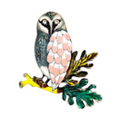 Enamel Owl Bird Fleck Feathers Chubby Bird Brooch Pin for Women Men
