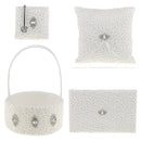 White Sash Wedding Set Guest Book Pen Holder Flower Basket Ring Pillow