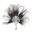 Womens Vintage 1920s Flapper Feather Fascinator Hair Clip Wedding Bridal