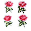 4 Pieces Rose Flower Embroidered Floral Trim Fabric Iron on Sew on Clothes Applique Patch Embellishment