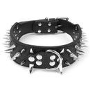 5 Holes Adjustable PU Leather Spikes Cool Design Dog Collar Pet Supplies Black L