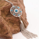 Bohemian Style Ladies Flower Tassel Long Chain Necklace Jewelry