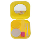 Set Of Plastic Stylish Compact Lens Tweezers +Mirror Case + Contact Lens Case + Lens Solution Bottle Travel Accessory Yellow 5.7x5.3cm