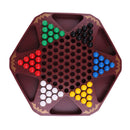 Wooden Chinese Checkers Hexagon Checkers Puzzle Game Family Travel Game Set