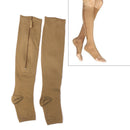 Pair Of Zippered Compression Leg Support Fatigue Reliever Socks Nude M
