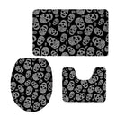 Set of 3PCS Home Bathroom Toilet Table Kitchen Use Skull Pattern Design Toilet Covers Non-slip Bathmat Carpet Rug
