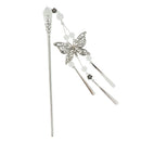 Women Lady Retro Vintage Hair Stick Silver Butterfly Tassel Headwear Hair Accessory