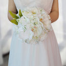 Romantic Wedding Bridal Bouquet Rose Orchids Artificial Silk Flower Ivory