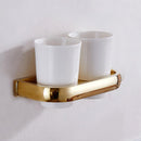 New Home Bathroom Wall Mount Toothbrush Brush Holder Stand with 2 Ceramic Cups