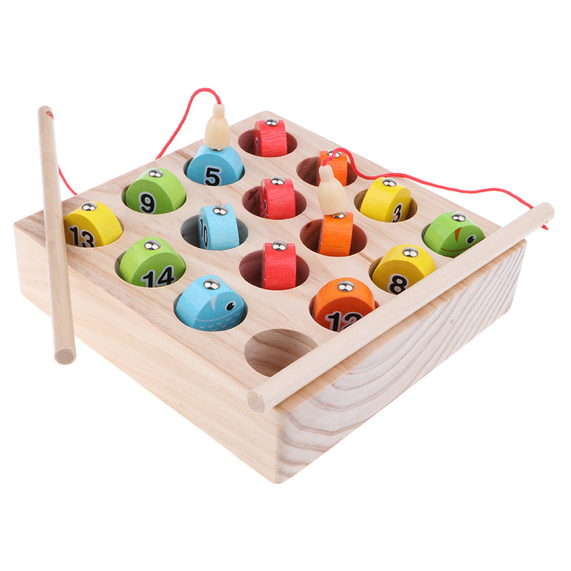 1-15 Numbers Wooden Magnet Digital Fishing Game Creative Cognition Educational Toy Play Fun