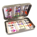 24pcs Fly Fishing Flies Kit Fishing Flies Wet Flies Assortment + Fly Box for Bass Salmon Trout Fish