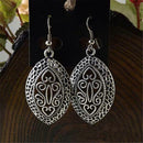 Bohemia Vintage Tibetan Silver Folk Ethnic Carving Hollow Dangle Earrings