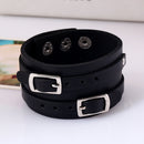 Fashion Black Handmade Punk Style Wide Leather Bracelet Men Bangle Bracelet Jewelry