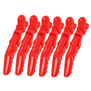 Women Girls Fashionable Hair Styling Tools Hairpin Single Prong Plastic Alligator Hair Clips Women Hairpins Barrette Pack of 6PCS Red
