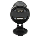 Waterproof Car Boat 3.1A Dual USB Charger Sockets with Red LED Voltmeter Panel
