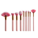 10 Pieces Pro Eyeshadow Blush Powder Foundation Makeup Cosmetic Brushes Set