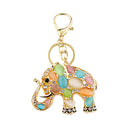 Rhinestone Colorful Cat' Eye Elephant Charm Keyring Key Chain Keyfob