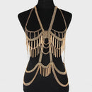 Long Tassel Bib Body Chain Long Dress Body Jewelry Necklace Bikini Necklace