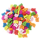100 Pieces Colorful Tiger Wood Wooden Buttons Embellishments DIY Sewing Crafts 13x9mm