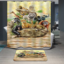 Home Bathroom Bedroom Door Window Use Extra Long Fabric Bath Shower Animal Print Pattern Curtain With 12 Hooks