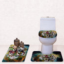 Set Of 3PCS Safe Slip Resistant Flannel Bath Mat With Toilet Rug & Seat Cover Entrance Door Bathroom Coffee Study Kitchen Bed Decor Tiger