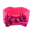 Baby Girl Elastic Soft Comfortable Sequined Bowknot Headband Headwear Hair Accessory Fushcia 18.5cmx6.5cm